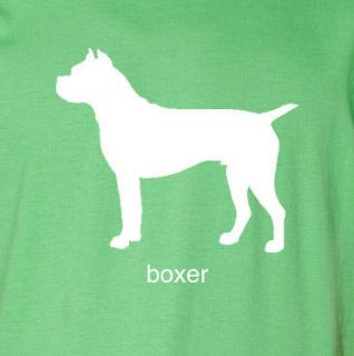 BOXER T Shirt white ink dog lover pet puppy silhouette 100% cotton tee