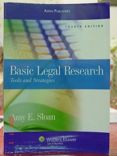 LAW SCHOOL BOOK  BASIC LEGAL RESEARCH BY AMY E. SLOAN
