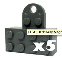 LEGO Dark Gray Magnet Brick 2 x 4 lot of 5