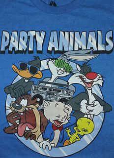 Looney Tunes Party Animal Shirt Bugs Bunny Taz Daffy Tweety Porky S/M