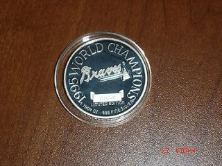 Atlanta Braves 1995 World Champions LIMITED EDITION .999 Silver Coin 1