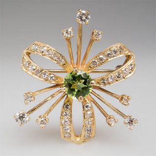 Newly listed Antique Peridot & Old European Cut Diamond Brooch Solid