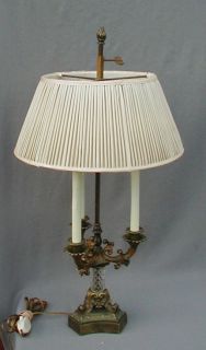 GORGEOUS ANTIQUE GILT BRONZE & CRYSTAL BOUILLOTTE LAMP WITH CLOTH
