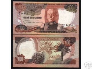 ANGOLA AFRICA 100 ESCUDOS P101 1972 PLANTS TREE PORTUGAL UNC NOTE