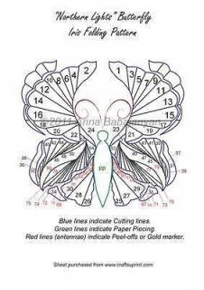 Northern Lights Butterfly Iris Folding Pattern by Anna Babajanyan