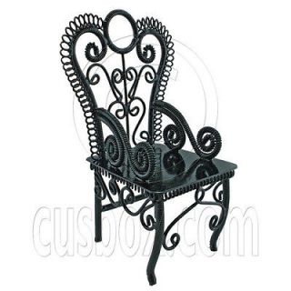 Black Wire Queen Ann Coffee Cafe Arm Chair 1/12 Dolls House Dollhouse