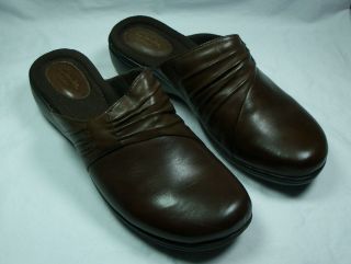 9M Brown Leather Clogs Slides Artisan Ruthie Anna Comfort Active Air
