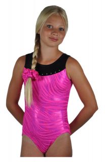 Neon Pink/Diam ante Glam Girls Gymnastics leotard Age 5 6 (26) Age 7 8