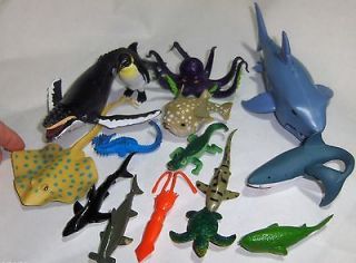 Sea Ocean Life Animals Toy PVC Figure Lot Sharks Puffer Fish Whale