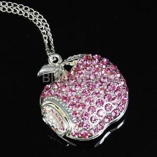 Pink Crystals Apple Necklace Jewelry USB 2.0 Flash Memory Pen Drive