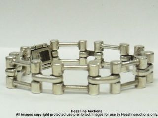 Vintage Heavy 925 Sterling Silver Unisex Link Bangle Bracelet 64 grams