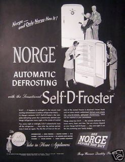 1949 Norge Appliances Refrigerator vintage print ad
