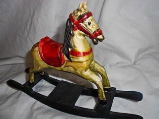 antique minature decorative wooden rocking horse hand fashioned and