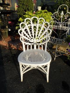 Antique Victorian White Wicker Side Chair
