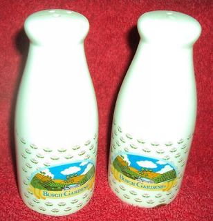Vintage Milk Bottles Bush Gardens S&P Salt Pepper Shakers Figural