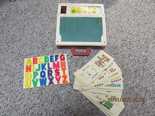 vintage fisher price abc school days desk #176 complete 16 cards and