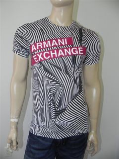 New Armani Exchange AX Mens Slim/Muscle Fit Twisted Stripe Logo Tee