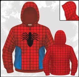 Spider Man Spidey Suit Costume Mens Zip Hooded