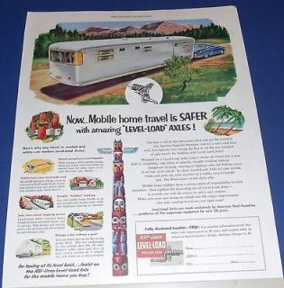 Newly listed 1953 Mobile Home Travel Level Load Axles Ad ~ Totem Pole