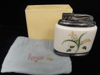 Vintage Ronson Minerva Ceramic Table Lighter