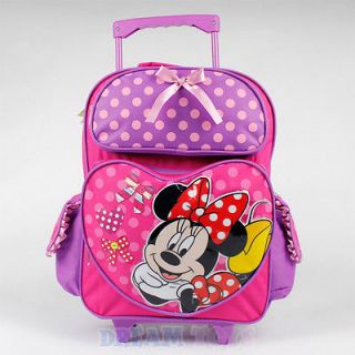 Minnie Mouse Roller Backpack   16 Large Rolling Polka Dot Bag Wheeled