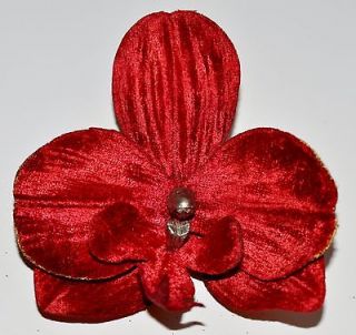 Gold Silver Holiday Orchid Artificial Silk Flower Hair Clip Luau