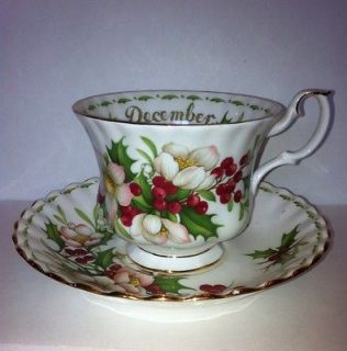 VINTAGE~ROYAL ALBERT BONE CHINA~FLOWER OF THE MONTH DECEMBER~CUP AND
