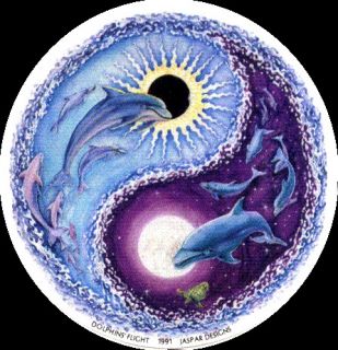 15446 Dolphin Yin Yang Sticker Decal Sun Moon Turtle