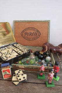 Vintage Big Boy Christmas Gift Set Tin Soldiers, Marbles, Corkscrew