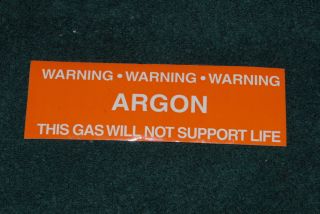 Argon Warning Label sticker drysuit inflation tank decal Scuba Diving