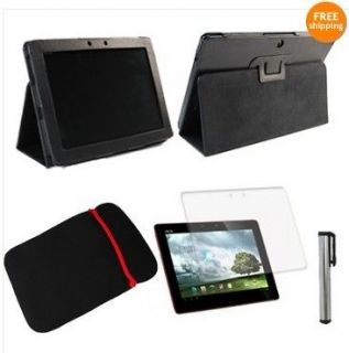 Asus Eee Pad Transformer TF300 TF300T Leather Stand Case+Protector
