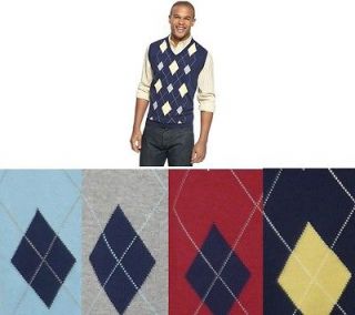 Club Room mens Sweater Vest Argyle V Neck sizes; S, M, L, XL, 2XL NEW