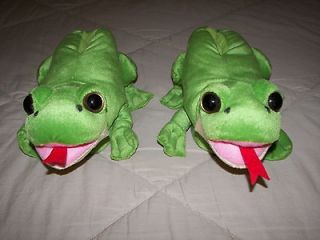 FROGS Childrens Boys Girls Stuffed Animal Feet House Slippers In Size