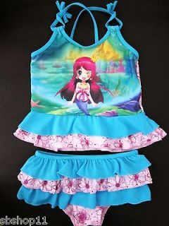 NWT Girls Disney The Little Mermaid Ariel Two Piece Tankini Swimsuits