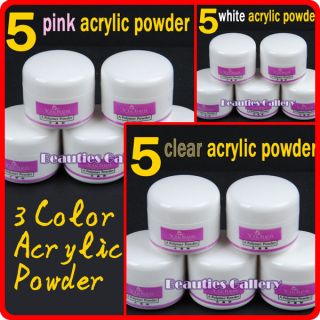 Pink White Acrylic Powder For Nail Art Tips UV Gel Glitter Kit Set
