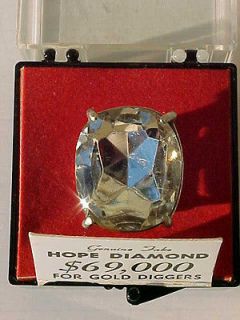 VERY RARE 1960s GENUINE FAKE HOPE DIAMOND RING for GOLD DIGGERS