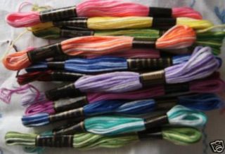 Embroidery Thread Floss 12 Skeins Varigated Colours Mix