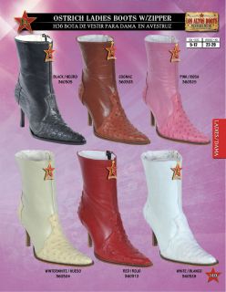 Los Altos Ostrich Ladies Short Tops Boots W/ Zipper Diff. Colors/Sizes