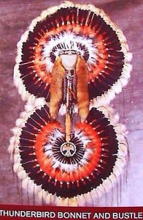 Native American Navajo War Bonnet Headdress & BUSTLE 36 diameter