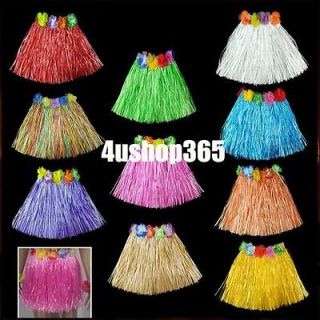 Artificial Grass Luau Skirt With Flowers For Luau Party Beach Party