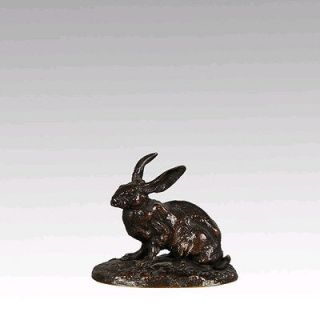 Antique Bronze Lapin Assis Seated Rabbit by P J Mene