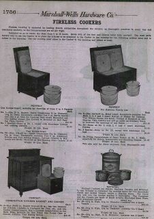 1912 AD Perfect Fireless Cookers National Gascole Stoves