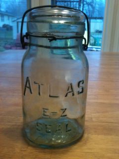 Hazel Atlas EZ Seal Aqua Blue Canning Jar #8 WITH LID GREAT CONDITION