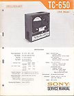 SONY TC 650 SERVICE MANUAL for an AUDIO TAPE DECK