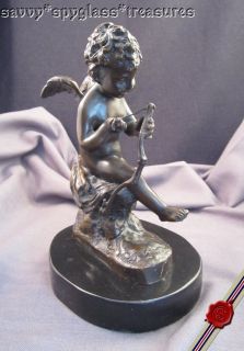 Wonderful Auguste Moreau Cupid Stringing His Bow Bronze Figurine