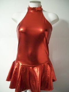 NEW Red Shiny Metallic Ice Figure Skating Dress AXL