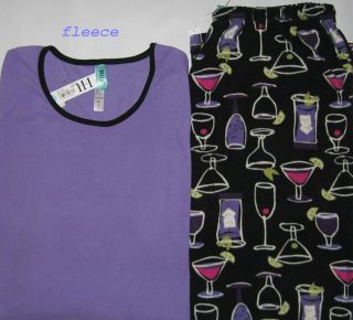 HUE Cocktail Martini Wine Glass Pajamas Womens L XL NWT