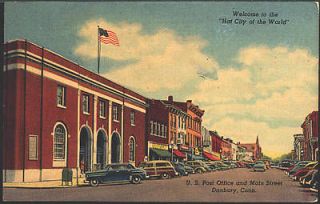 Danbury Connecticut CT 1952 Post Office Main Street of Hat City