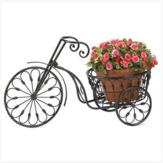 Stand Bicycle style bronze wrought iron basket decor planter gift new