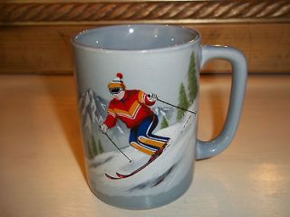 Vintage Otagiri Mug Cup Downhill Ski Skier Handpainted Japan Coffee
